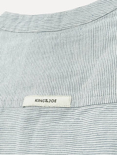 Camisa King & Joe Bata Masculina Manga Longa Henley Mini Listrada Azul