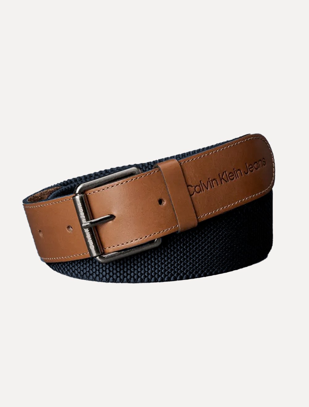 Cinto Calvin Klein Jeans Masculino Elastico CK Logo Azul Marinho