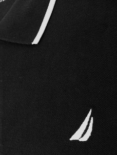 Polo Nautica Masculina Piquet Frisos Logo Colorblock Preta