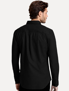 Camisa John John Masculina Slim Oxford Dark Logo Preta
