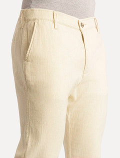 Calça Sergio K Masculina Linho Elastico Areia