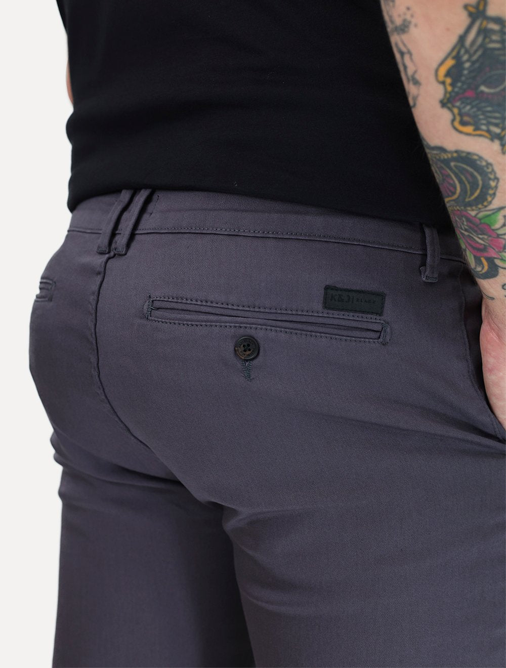 Bermuda K&J Black Masculina Casual Flex Cetim Chumbo