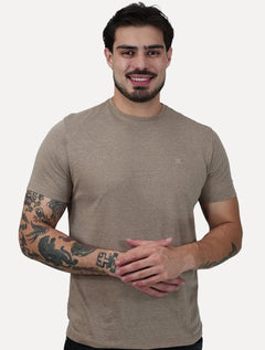 Camiseta Calvin Klein Jeans Masculina Botonê Cáqui