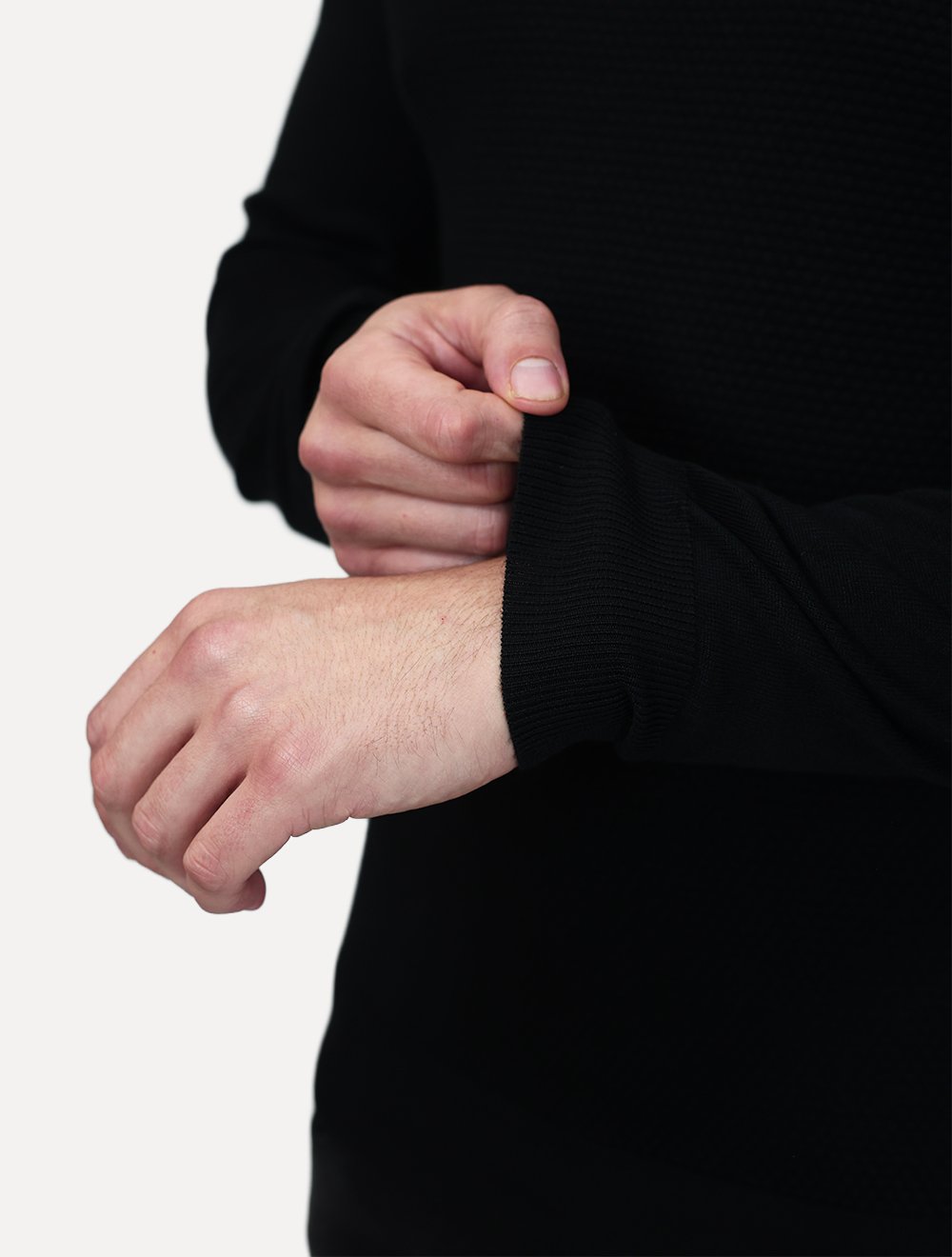 Suéter Dixen Masculina Tricot Manga Longa Frente Texturizada Preta