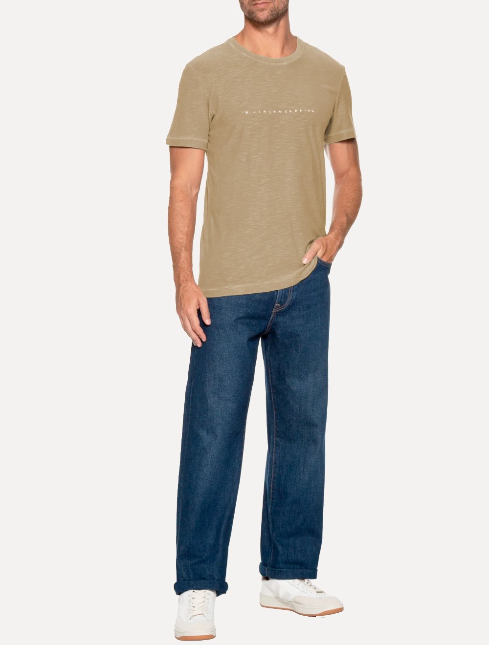 Camiseta Osklen Masculina Slim Rough Trident Surfing Cáqui
