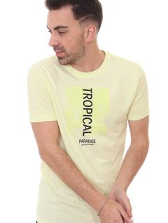Camiseta Calvin Klein Masculina Tropical Block Amarela