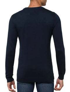 Suéter Calvin Klein Tricot Crewneck CK Logo Azul Marinho