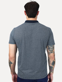 Polo Dudalina Masculina Essential Regular Listrada Azul Marinho