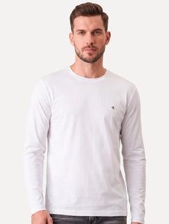 Camiseta Calvin Klein Masculina Meia Malha CK Signature Branca