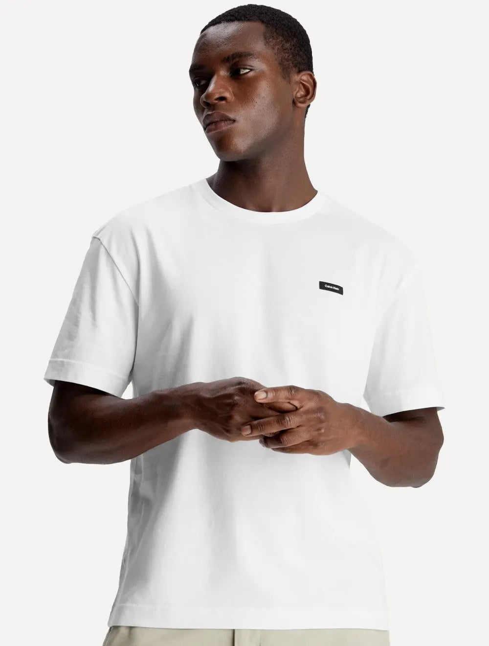 Camiseta Calvin Klein Masculina Egyption Cotton Rubber Patch Branca