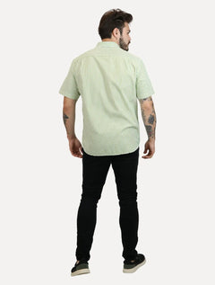 Camisa Dudalina Masculina Manga Curta Comfort Superfine Cotton Listrada Verde
