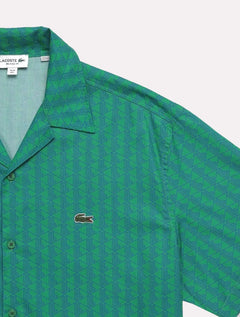 Camisa Lacoste Masculina Relaxed Manga Curta Monogram Icons Verde