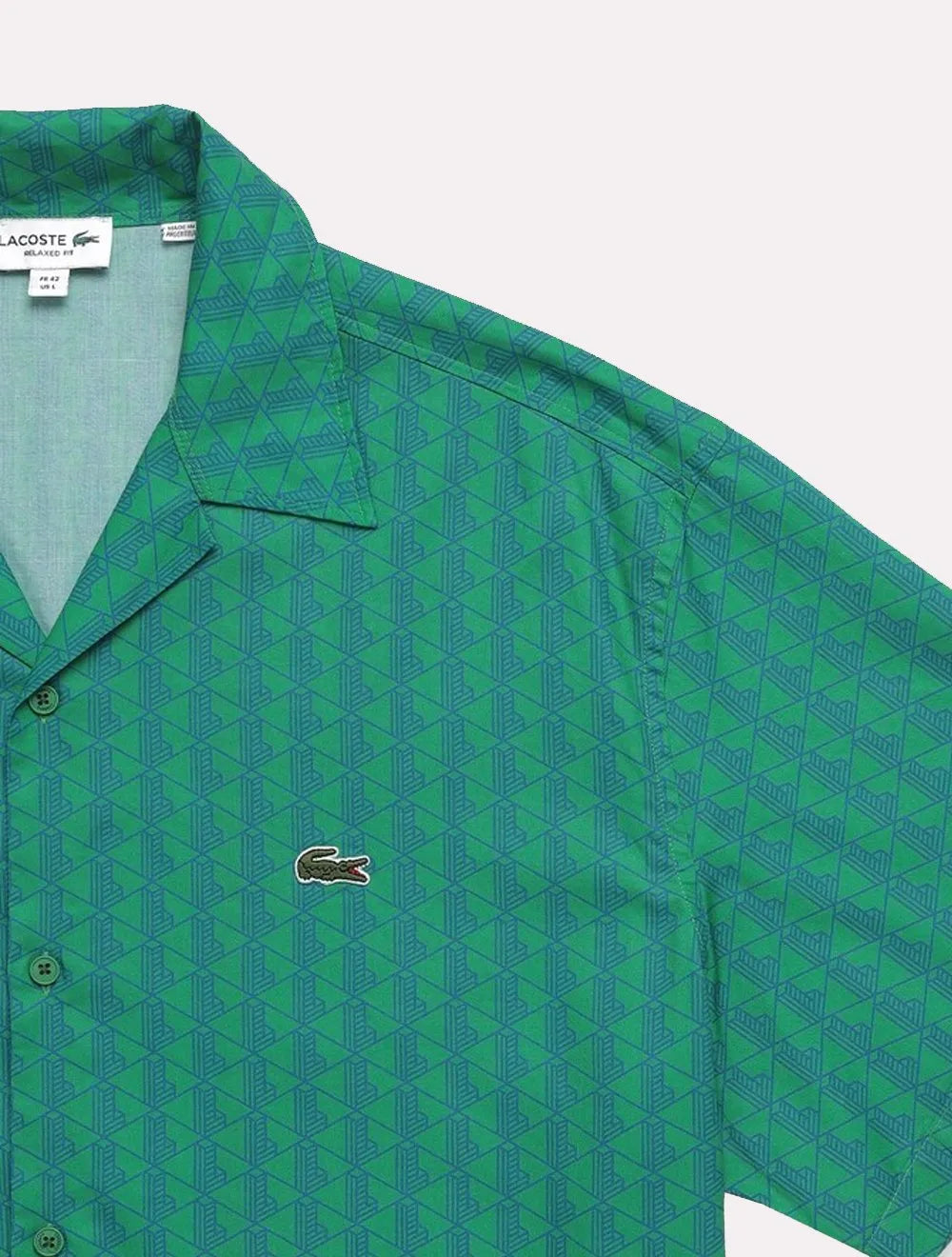 Camisa Lacoste Masculina Relaxed Manga Curta Monogram Icons Verde