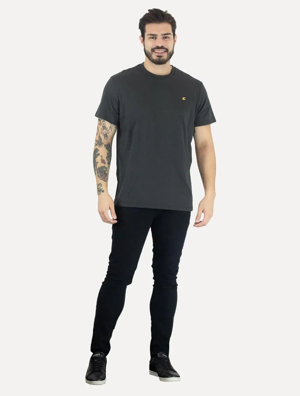 Camiseta Colcci Masculina Basica Logo Minimalista Chumbo