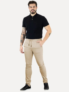 Calça Calvin Klein Jeans Masculina Slim Color Sarja Stretch Cáqui Claro