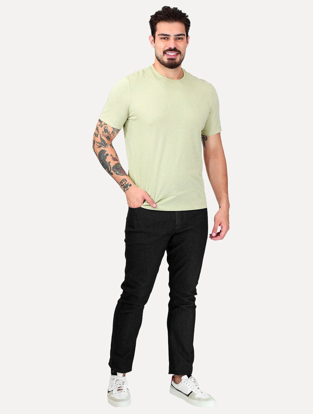 Camiseta Individual Masculina Comfort Pima Soft Touch Logo Verde Claro