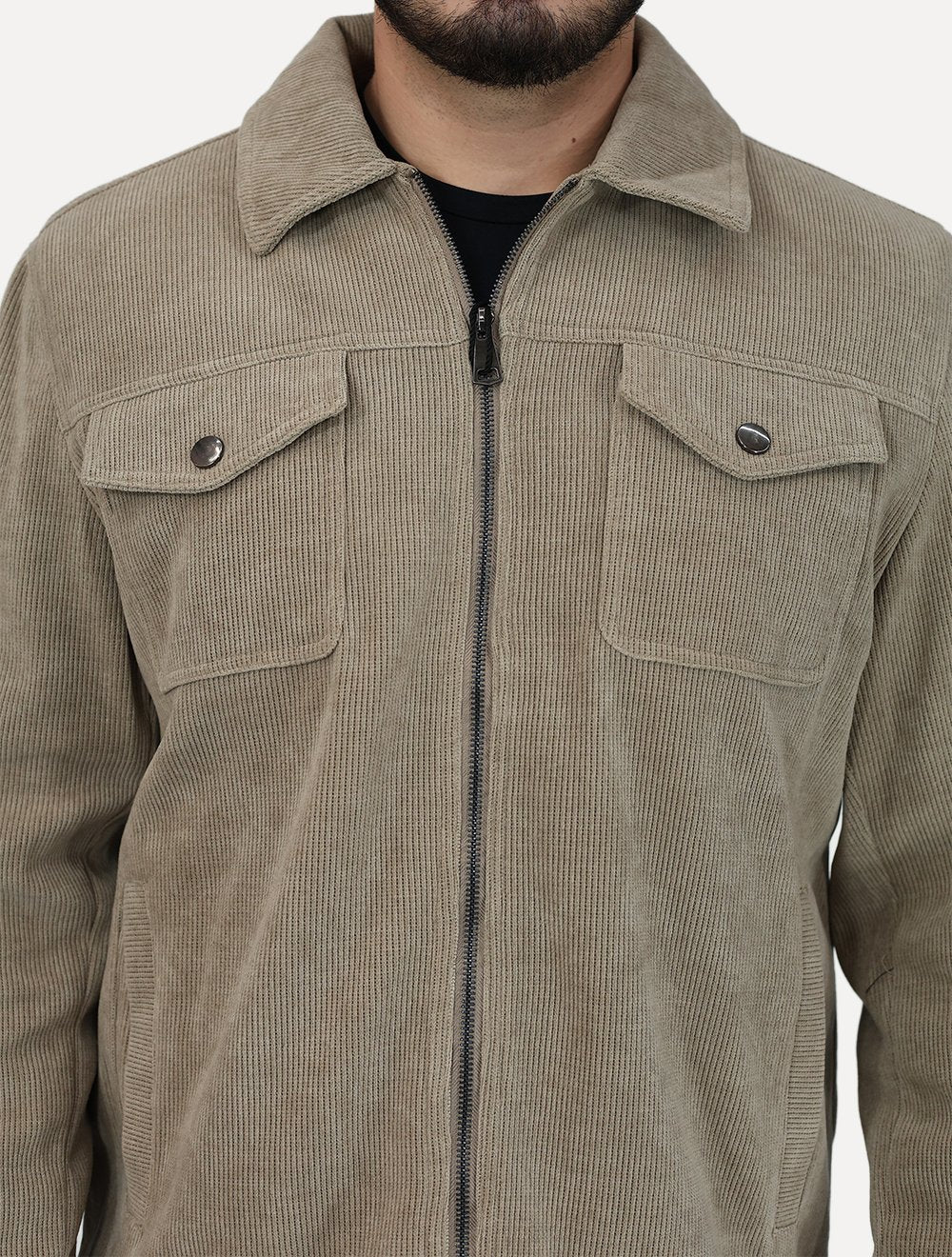 Jaqueta Dixen Masculina Cotelê Canelada Pockets FullZip Areia