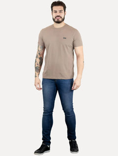 Camiseta Calvin Klein Masculina Piquet Orgânico Cáqui