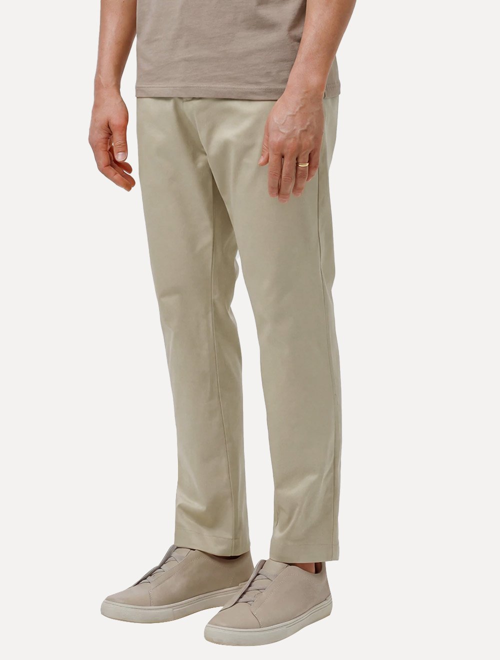 Calça K&J Black Masculina Alfaiataria Cetim Comfort Flex Cáqui