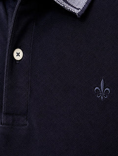 Polo Dudalina Masculina Piquet Gola Binada Azul Marinho