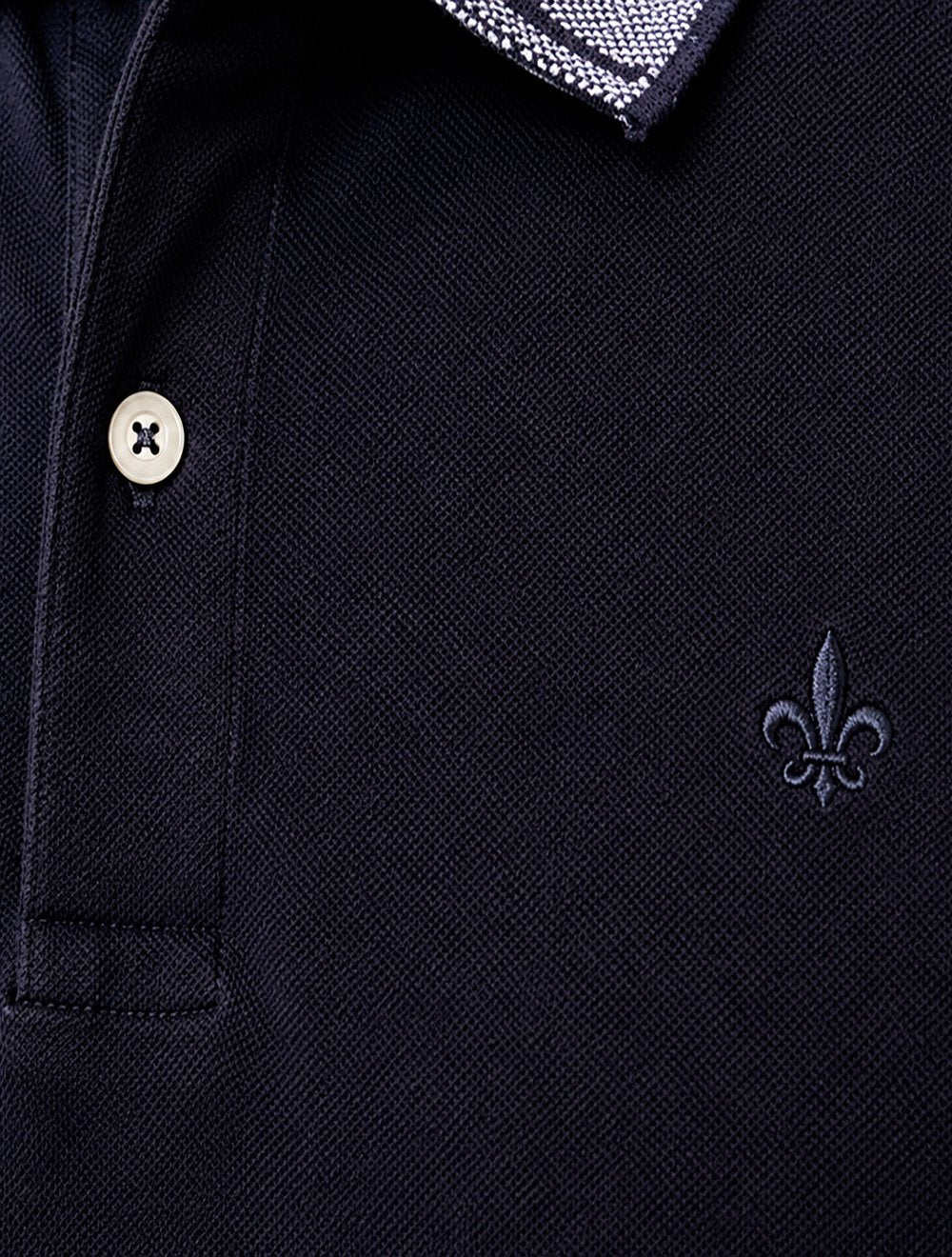 Polo Dudalina Masculina Piquet Gola Binada Azul Marinho