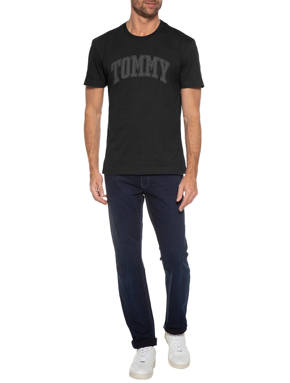 Camiseta Tommy Jeans Masculina Regular Collegiate Arc Preta