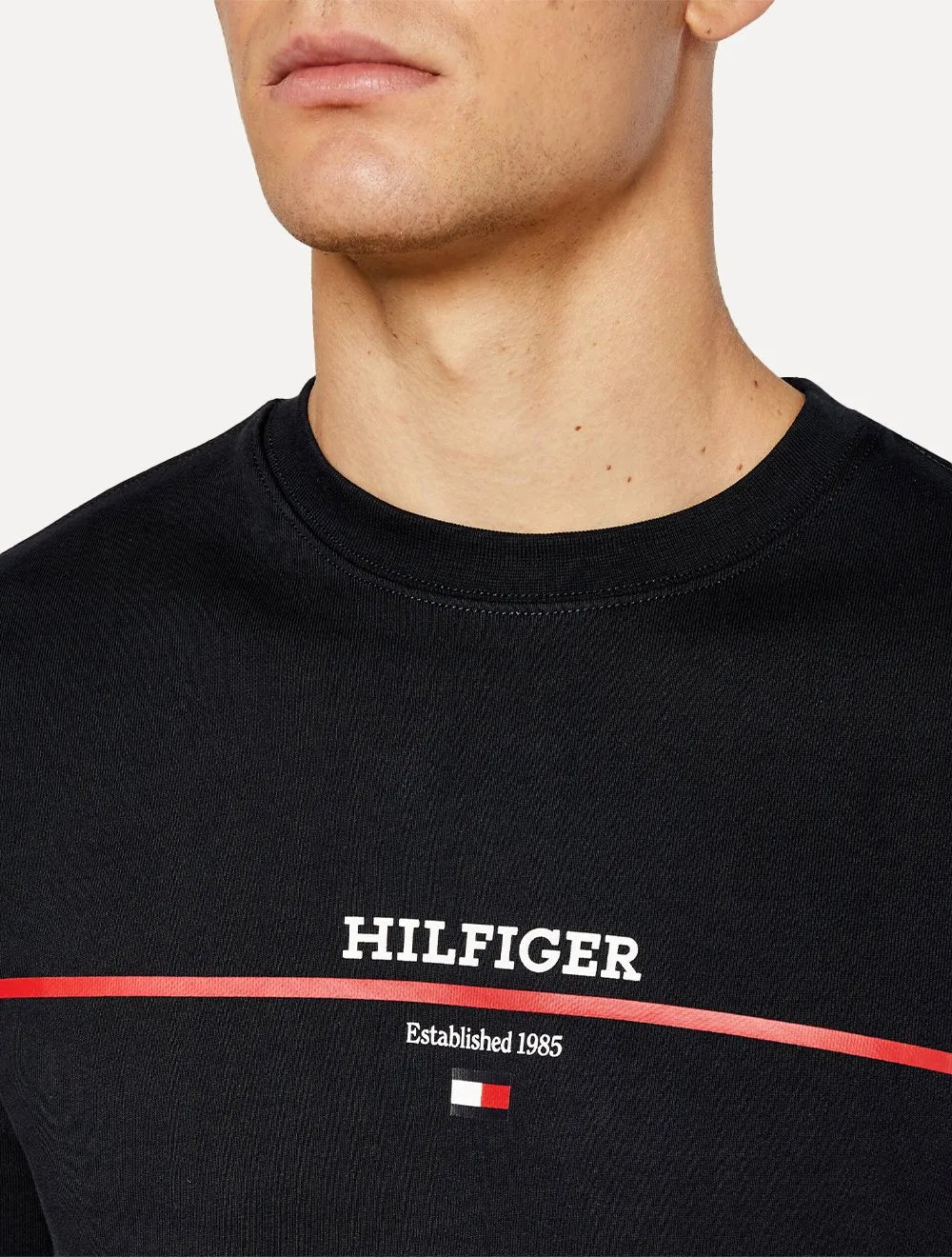 Moletom Tommy Hilfiger Masculino Stripe Terry 1985 Preto