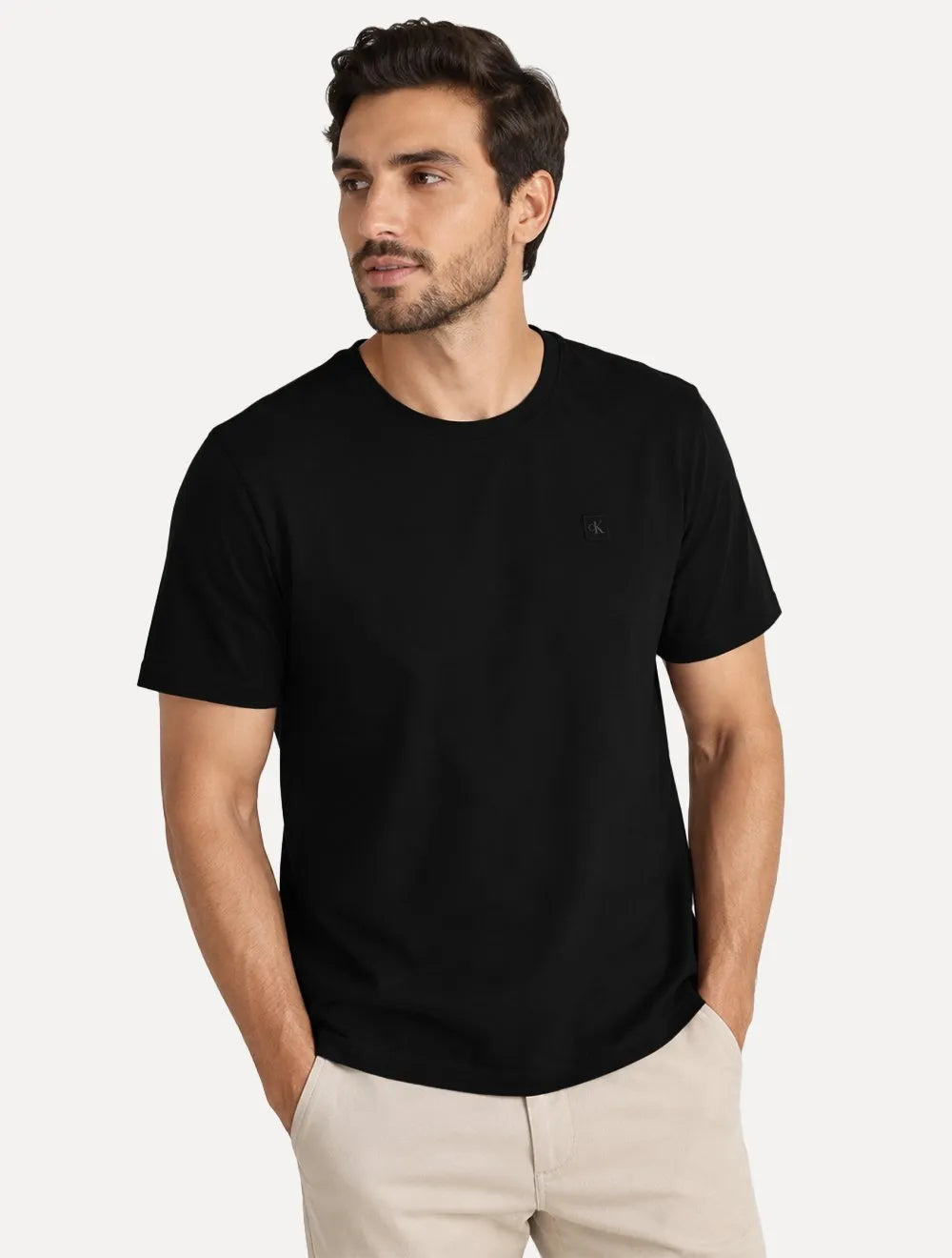 Camiseta Calvin Klein Jeans Masculina Cotton CK Logo Quadrado Preto
