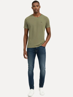 Camiseta King & Joe Masculina Estonada Basic Dark Small Logo Verde Oliva
