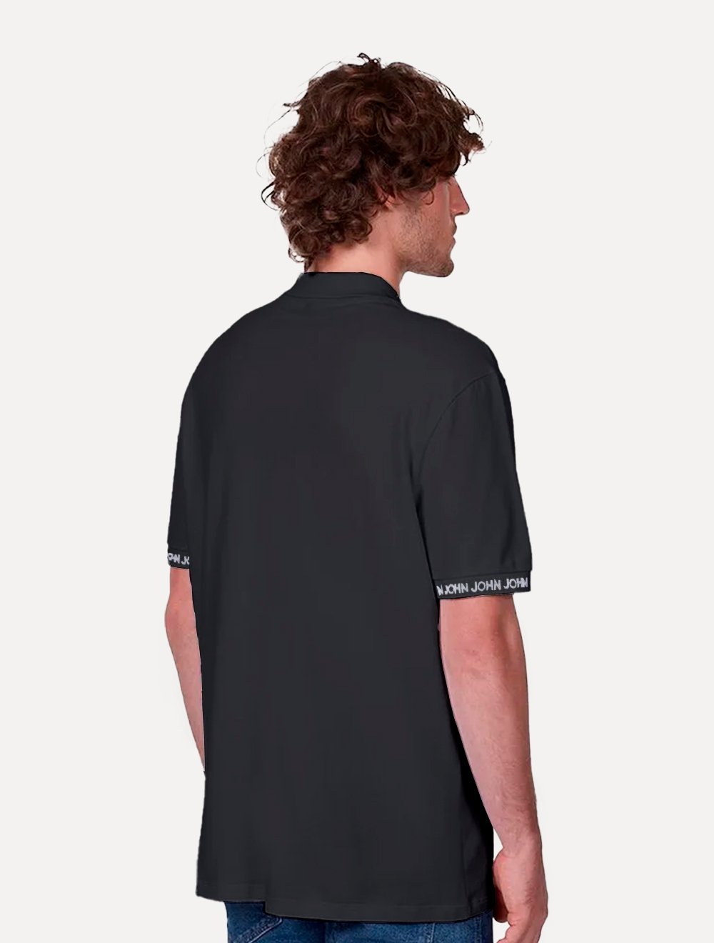 Polo John John Masculina Piquet Relaxed Sky Preta