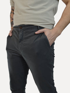 Calça Aramis Masculina Chino Sarja Classica Button Chumbo