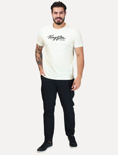 Camiseta King & Joe Premium Maculina Signature Logomania Estd 2013 Off White