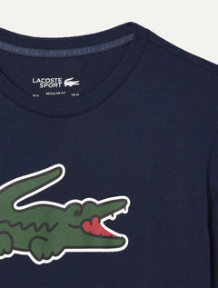 Camiseta Lacoste Masculina Regular Sport Dry Print Croco Azul Marinho