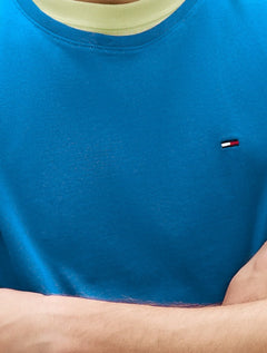 Camiseta Tommy Jeans Masculina Regular Jersey C-Neck Flag Azul