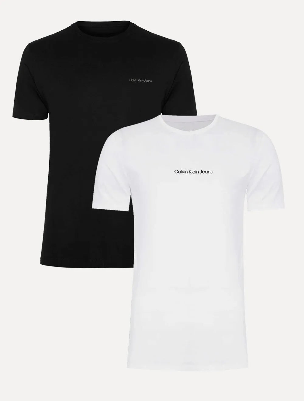 Kit Camisetas Calvin Klein | Masculina Small Logo Preta/Branca