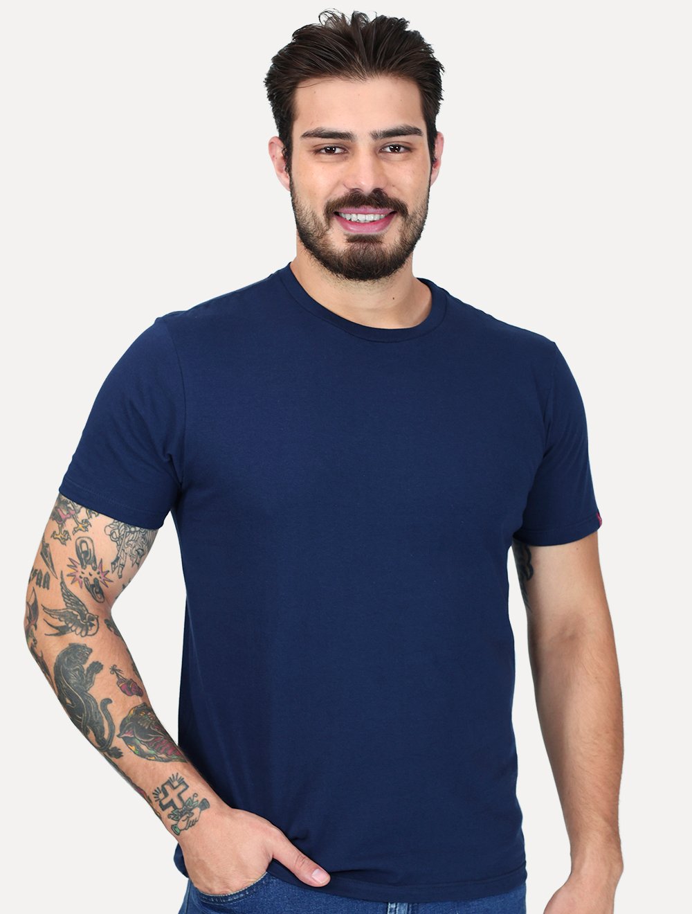 Camiseta Levis Masculina Slim Tag Sleeve Lisa Azul Marinho LB002 0259