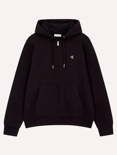 Moletom Calvin Klein Masculino Hoodie Fleece Full-Zip CK Logo Preto