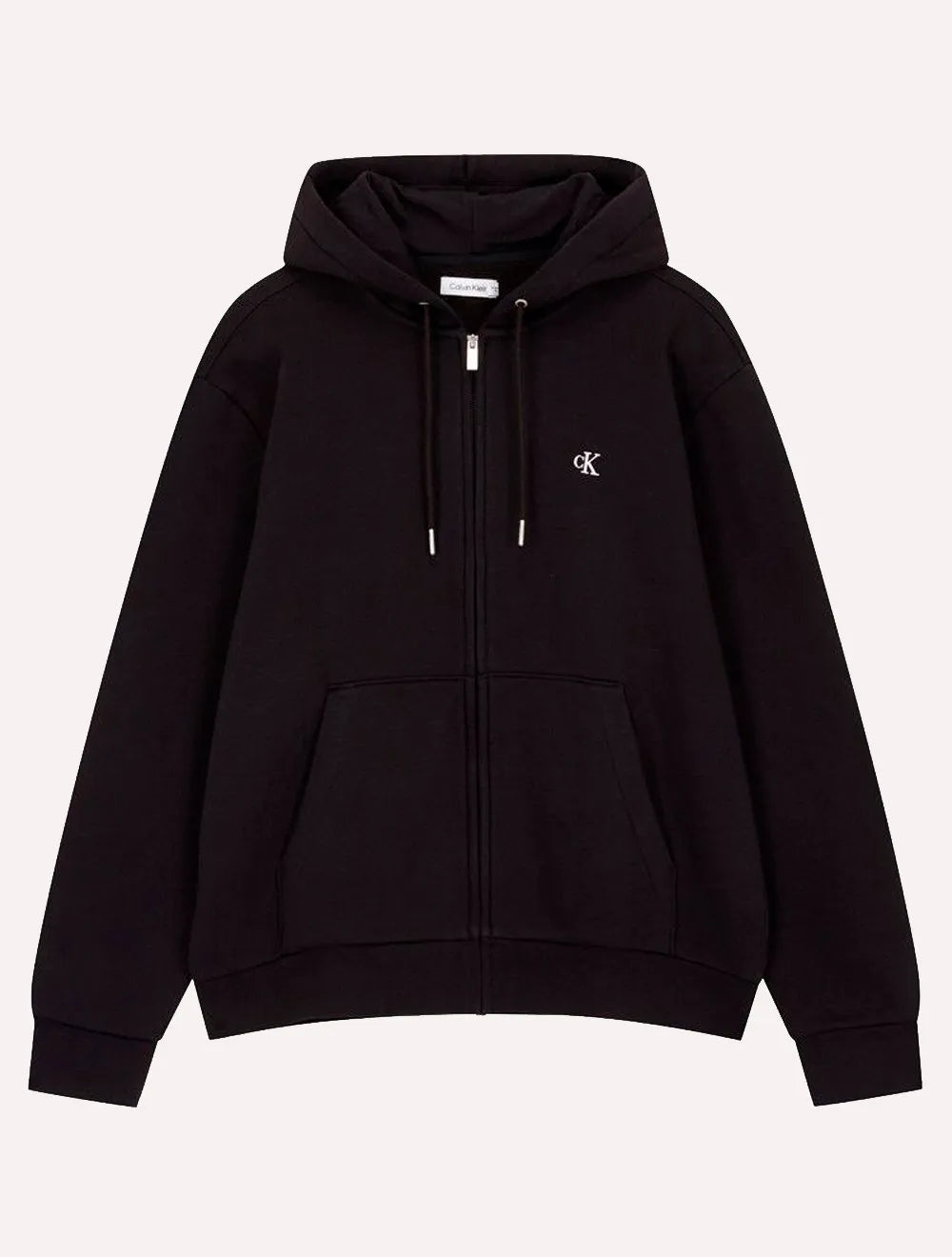 Moletom Calvin Klein Masculino Hoodie Fleece Full-Zip CK Logo Preto