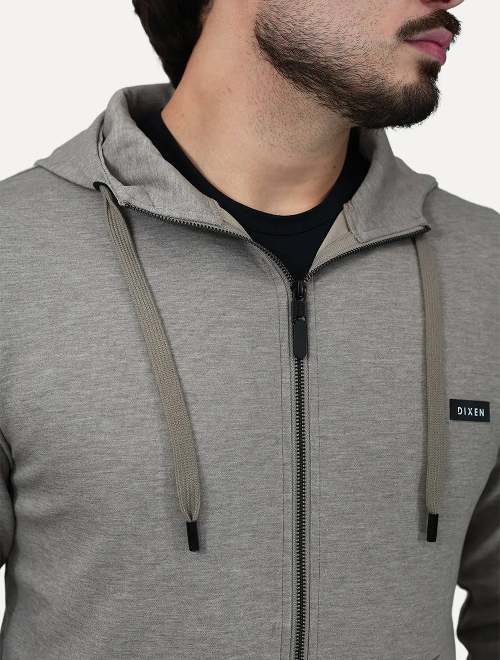 Conjunto Dixen Agasalho com Zíper Frontal Bolso Canguru Cinza Escuro