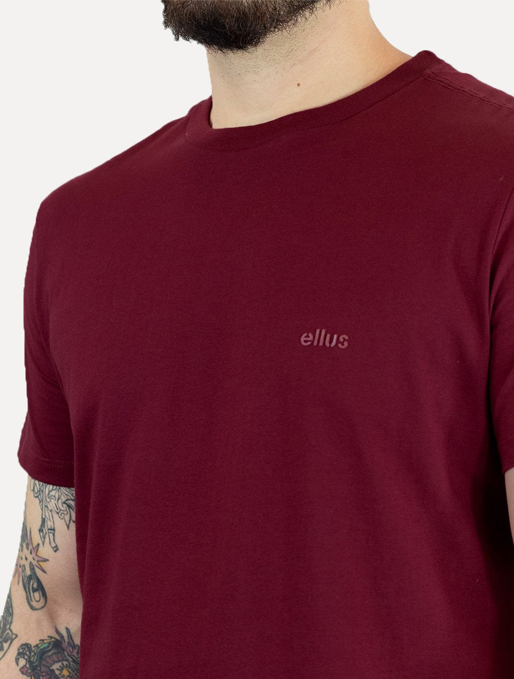 Camiseta Ellus Masculina Cotton Fine Duocolor Classic Bordô