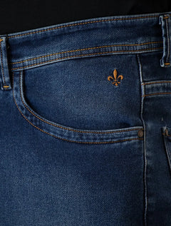 Bermuda Dudalina Jeans Masculina Denim Destroyer Azul Médio