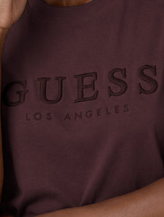 Camiseta Guess Feminina Los Angeles Embroidery Logo Bordô