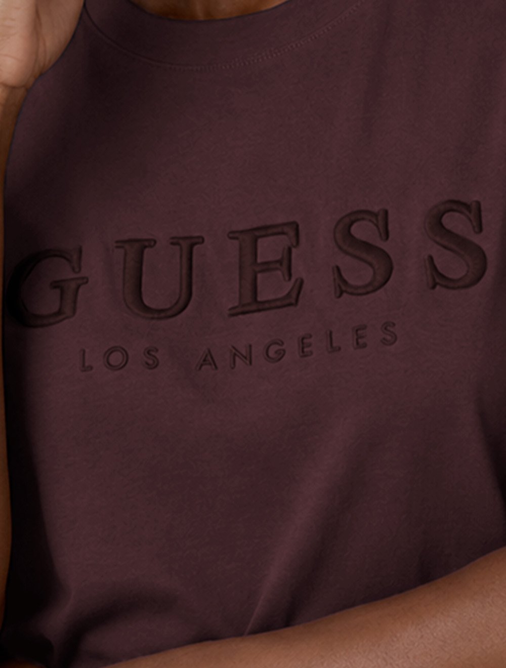 Camiseta Guess Feminina Los Angeles Embroidery Logo Bordô