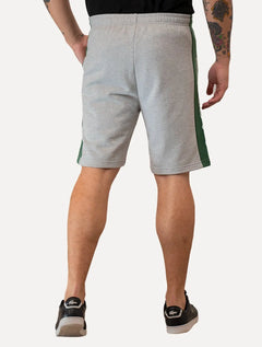 Bermuda Lacoste Masculina Moletom Fleece Colourblock Jogger Cinza Mescla