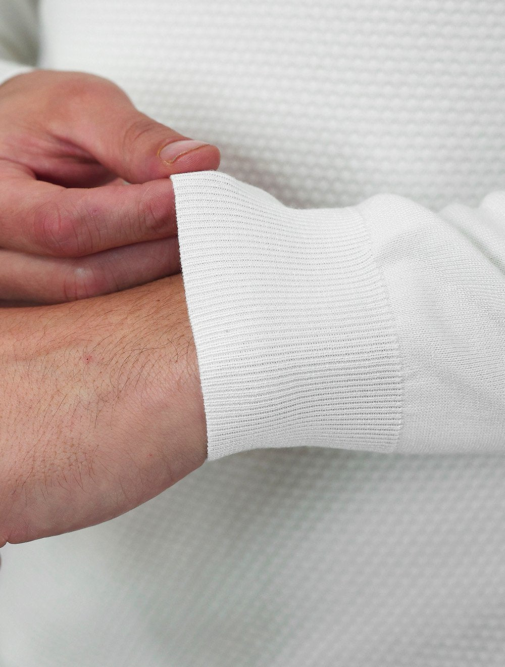 Suéter Dixen Masculino Tricot Manga Longa Frente Texturizada Branca 