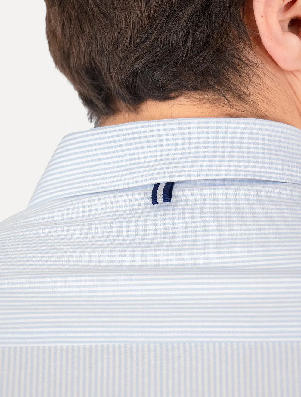 Camisa Original Penguin Masculina Tricoline Fine Stripes Amparo Azul Claro