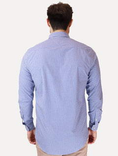 Camisa Tommy Hilfiger Masculina Xadrez Gingham Branca/Azul Médio