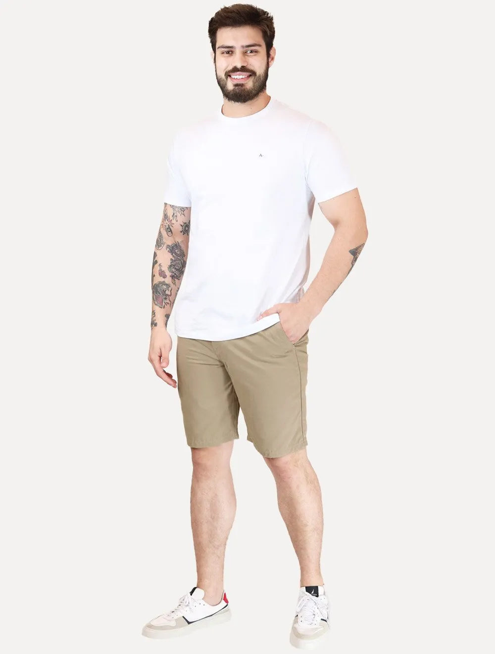 Bermuda Levis Masculina Sarja Chino Straight Cáqui Escuro