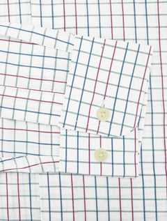 Camisa Aramis Masculina Slim Tricoline Xadrez Pink Blue Branca