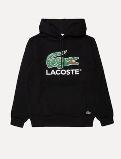 Moletom Lacoste Masculino Hoodie Classic Fit Cotton Fleece Logo Preta